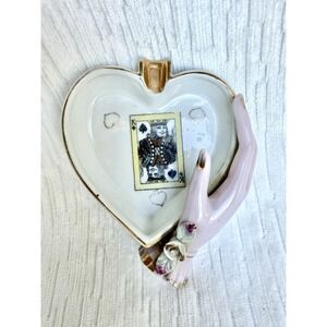 Vintage Porcelain Decorative  Trinket Dish Or Ashtray Featuring King Of Spades